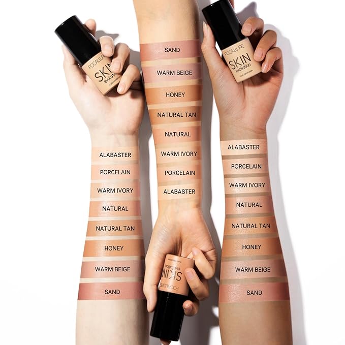 FOCALLURE 2 Pcs Liquid Foundation, Skin Evolution Foundation + Concealer, Full Coverage Foundation Makeup, Durable, Waterproof, Oil-Control, Hides Wrinkles & Lines, Honey