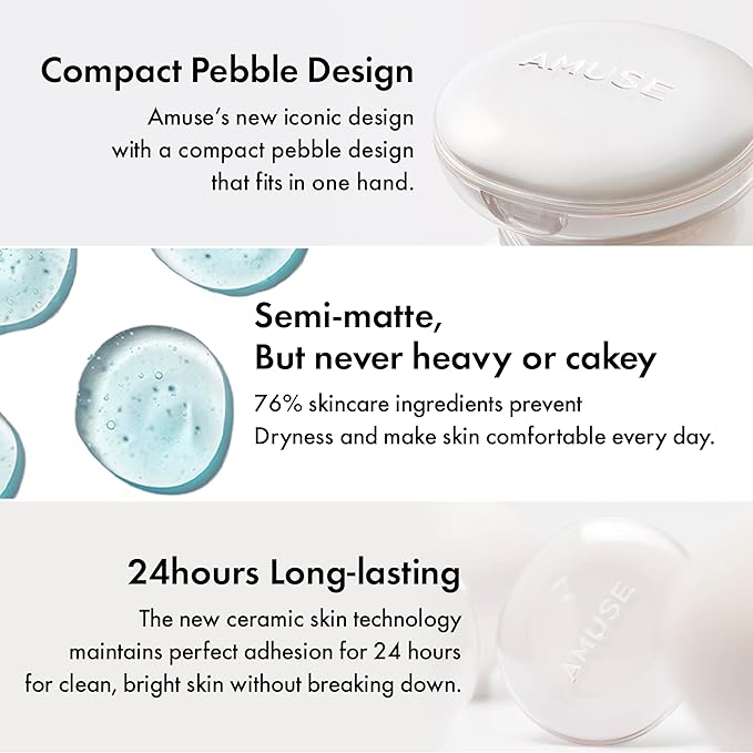 Amuse SEOUL Ceramic Skin Perfector Cushion Foundation Refill 03 HONEY | Long-lasting, Lightweight, Semi-matte, Flawless Coverage, Hypoallergenic, Korean Beauty, Vegan, Refill (15g / 0.52 oz.)