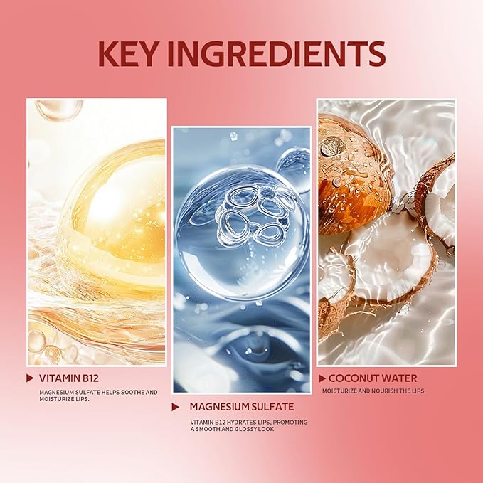 LIP VB Hydrating Gloss Stain – Lip Tint Gloss with 12HR Hydration Long-Lasting Moisture & Shine, Smooth Lip Stain with Glossy Finish, Non-Sticky, Rich Color for All Skin Tones (#6 WATER BOUT WINE, 1)