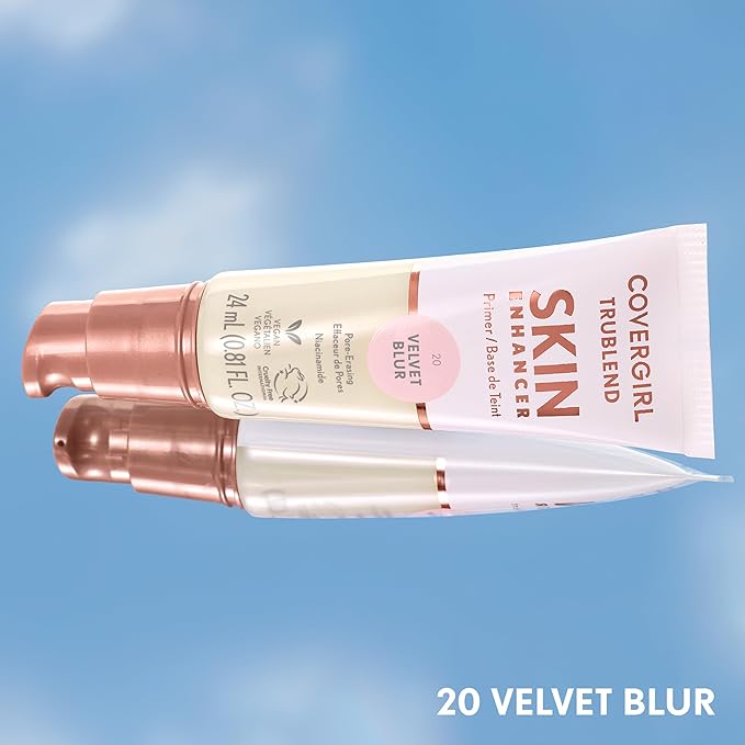 CoverGirl TruBlend Skin Enhancer, Velvet Blur, Primer, Plumps Dry Skin, Blurs Pores, Hydrating, Brightening, Lasts All Day, 0.81oz