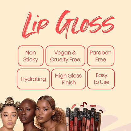 The Lip Bar Vegan Non-Sticky Lip Gloss, with Hydrating Shea Butter for a Lightweight, High Shine Finish, Goddess - Golden Bronze Shimmer