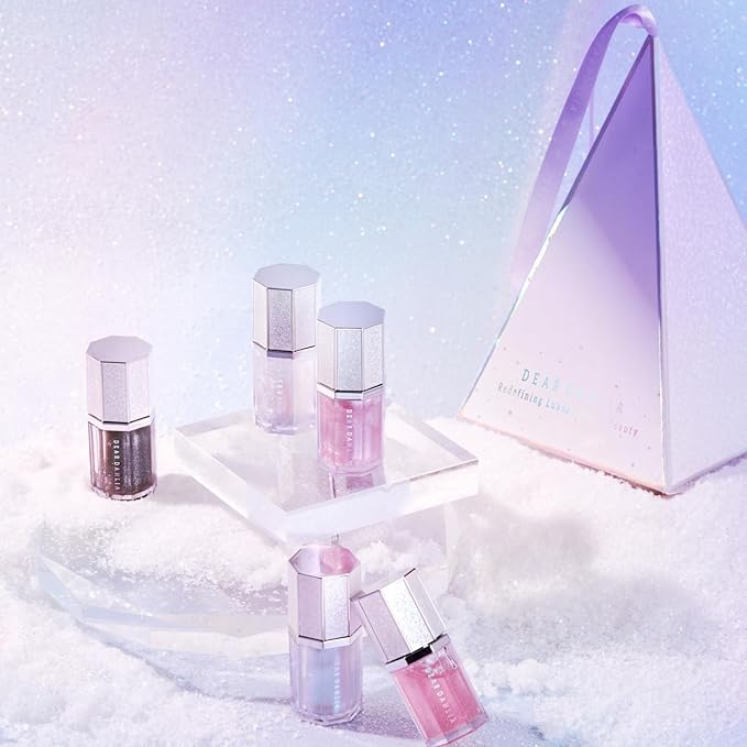 DEARDAHLIA Dear Dahlia Paradise Sparkle Lip Glaze – High-Shine Vegan Lip Gloss for Juicy, Glassy Lips with Glitter or Shimmer Finish, Lip Plumper, Cooling Plumping Formula, 0.19 fl oz - CRYSTAL