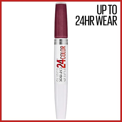 Maybelline Super Stay 24, 2-Step Liquid Lipstick Makeup, Long Lasting Highly Pigmented Color with Moisturizing Balm, Unlimited Raisin, Purple, 1 Count