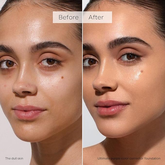 KYDA Purple Color Changing Foundation, Color Correcting CC Cream with Centella, Improve Dull Skin Tone, Lightweight Non-Greasy, Hydrating, Sheer Coverage, Multiuse Face Concealer with Natural Finish