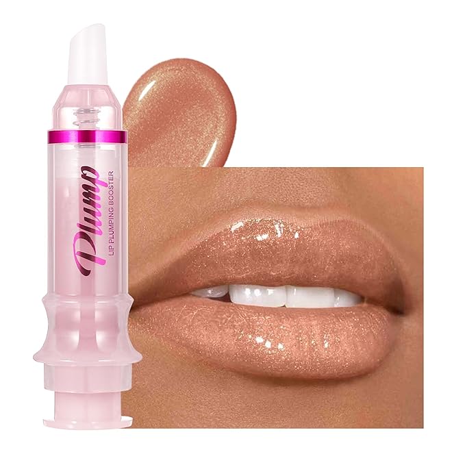 Ginger Lip Plumping Booster, Plump Gloss Lip Lipstick, Hydrating, Volumizes & High-Shine Lip Plumping Lip Glass Mirror Lip Glaze, Plump & Pout Lip Plumper for Women Girls, #04 Amber