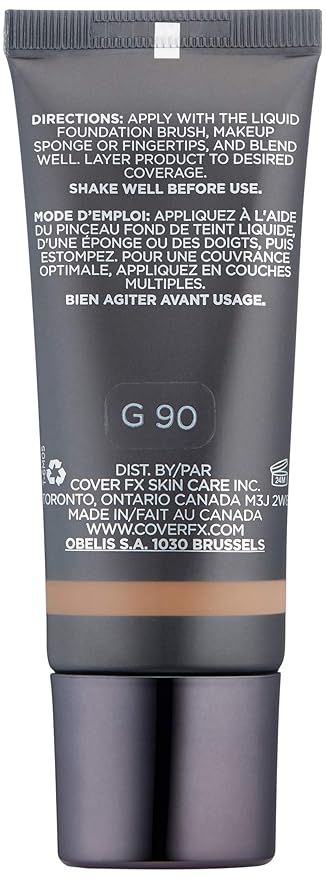 Cover FX Natural Finish Foundation: Water-based Foundation that Delivers 12-hour Coverage and Natural, Second-Skin Finish with Powerful Antioxidant Protection - G90, 1 Fl Oz