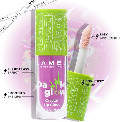 Dazzle Glow Crystal Clear Lip Gloss - Hydrating Lip Gloss - Non Sticky Lip Gloss - Colored Lip Gloss - Lip Gloss Color - Mini Lip Gloss - Moisturizing Lip Gloss - №406 Empower