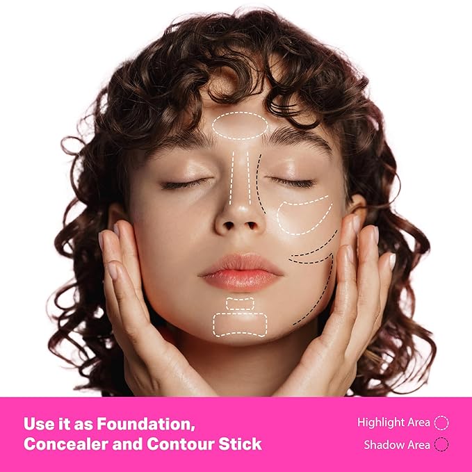 Ruby Kisses Natural Full Coverage 3-In-1 Stick Foundation. Easy to Apply, Hydrating, Lightweight, Long Lasting, Concealer and Contour Stick for Face Makeup (Mocha)