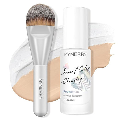 Color Change Liquid Foundation, Radiant Light White Makeup Foundation with SPF 15/PA++, Infused Vitamins E,Purslane,Paeonia,Opuntia Extracts,Champagne-Neutral Fair, 1 Fl Oz