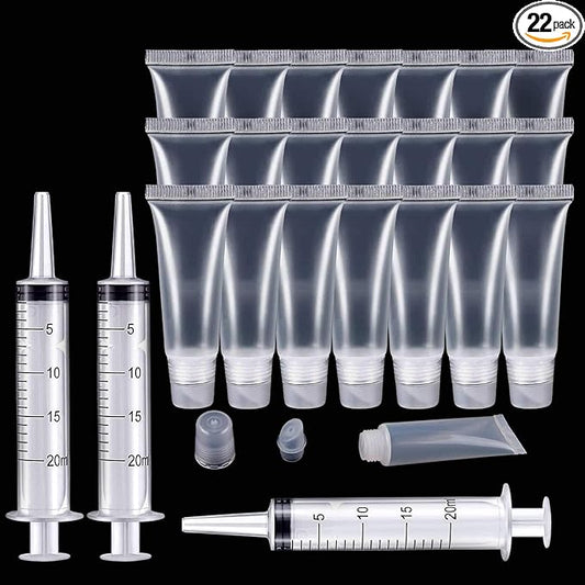 Rolybag 22 Packs Lip gloss Empty Tubes Containers(10ml),Travel empty bottle,Refillable Soft Cosmetic Squeeze Tubes For Women &Girls DIY Lip Gloss Cosmetics