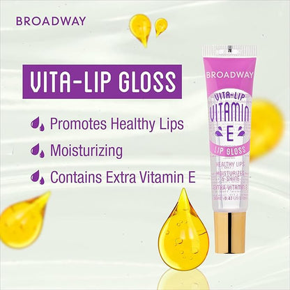 Ruby Kisses Broadway Vita-Lip Clear Lip Gloss (10 Pack), Ultra-Hydrating & Soothing Formula with Vitamins, High-Shine Non-Sticky Finish Lip Balm with Mint, Rosehip, Coconut, Mango, Argan, Honey, Shea