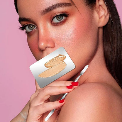 EKIND Makeup Mixing Palette, Stainless Steel Ring Palette with Makeup Spatula for Mixing Foundations, Lipsticks