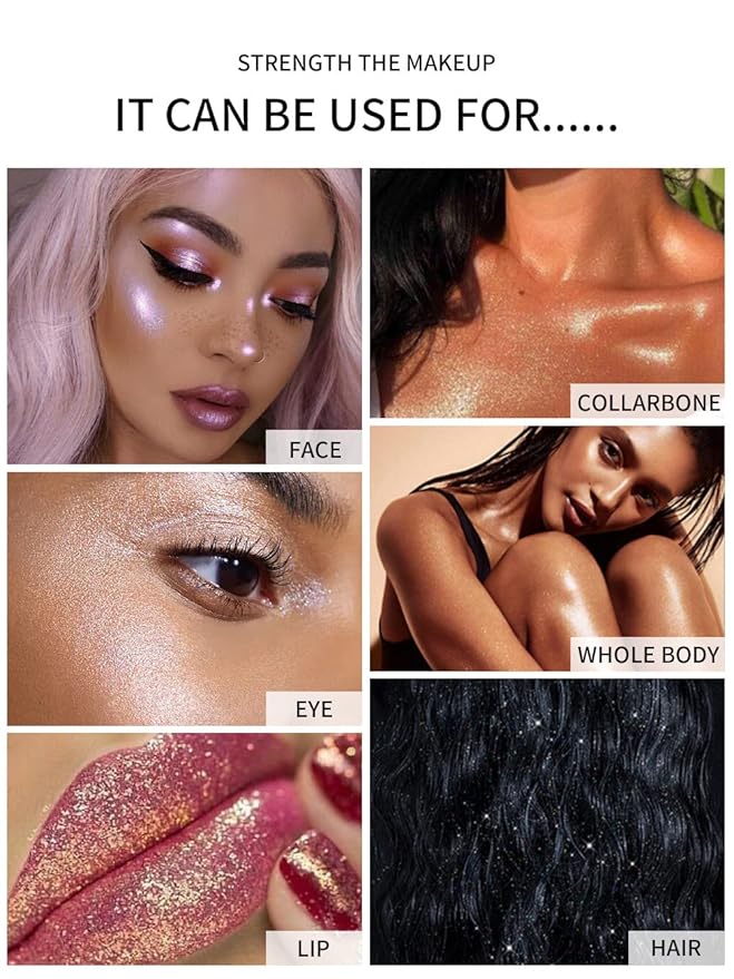 GL-Turelifes Polvo De Hadas Hightlighter Powder Stick Puff Fairy Bomb Stick Glitter Loose Powder Highlight Shimming Contouring for Eyes, Face, Body Brighten Makeup(01# Pearl White)