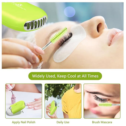Buqikma Lash Shampoo 60ml - Lash Cleaning Kit Gentle Foam Eyelash Extension Cleanser USB Mini Lash Fan Rinse Bottle Mascara Brush Cleaning Brush Salon Lash Wash at Home Gift for Women Girls (Green)