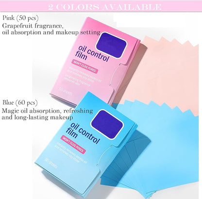 Oil Blotting Sheets for Face,Face Oil Absorbing Oil Blotting Paper for Oily Skin, Portable Oil Wipes Pink& Makeup-Friendly (50 Sheets)