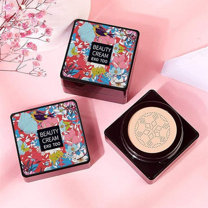 Mushroom Head Air Cushion CC Cream Foundation, Beauty Cream Exo Too BB Cream, Moisturizing, Long Lasting, Matte Concealer, Light Weight, WaterProof Liquid Foundation with 2PCS Mushroom Head