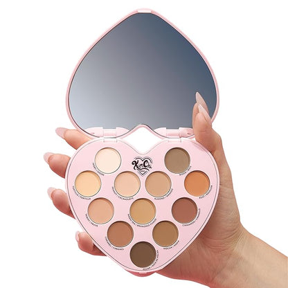 KimChi Chic Spinning Hearts Love Eyeshadow & Pigment Palette - 12 Shades for Soft Glam to Bold Looks, Long Lasting, Blendable, Cruelty Free, Lifetime Partner 0.3oz