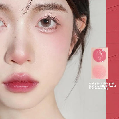 BLUE LOVE Cushion Liquid Blush - Silky Cream Formula for Cheeks, Natural Glow Makeup with Sheer Finish, for Contouring and Highlighting (02# Peach Pink)