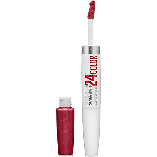 Maybelline Super Stay 24, 2-Step Liquid Lipstick Makeup, Long Lasting Highly Pigmented Color with Moisturizing Balm, All Day Cherry, Red, 1 Count