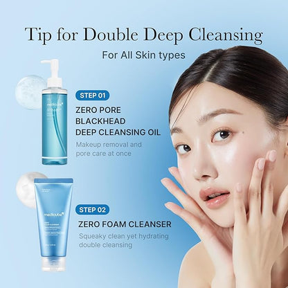 medicube Pore Care Duo for Flawless Skin: Zero Pore Blackhead Deep Cleansing Oil & Pads 2.0
