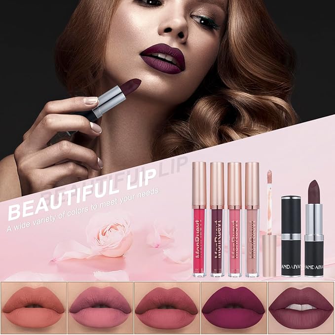All in One Makeup Kit Makeup Kit for Women Full Kit Multipurpose Makeup ，eyeshadow、 liquid foundation,Loose powder,Eyebrow pencil,4-color lip gloss set