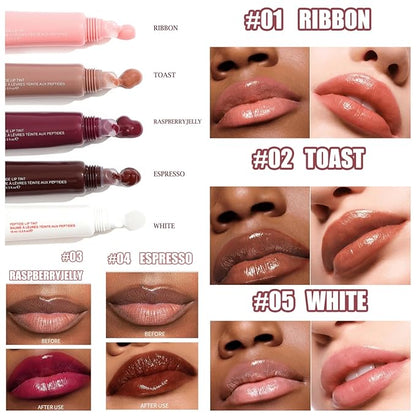 5 Colors Mirror Lip Glaze, Plumping Hydrating Gloss, Long-Lasting Moisturizing Non-Sticky Oil, Quick Full Lip Color