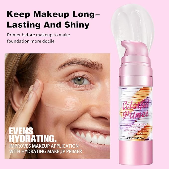 3 In 1 Primer for Face Before Makeup, Transparent Makeup Base Isolation Cream, One Step Moisturizing Face Primer, Blurs Imperfections Oil Control & Evens Skin Tone