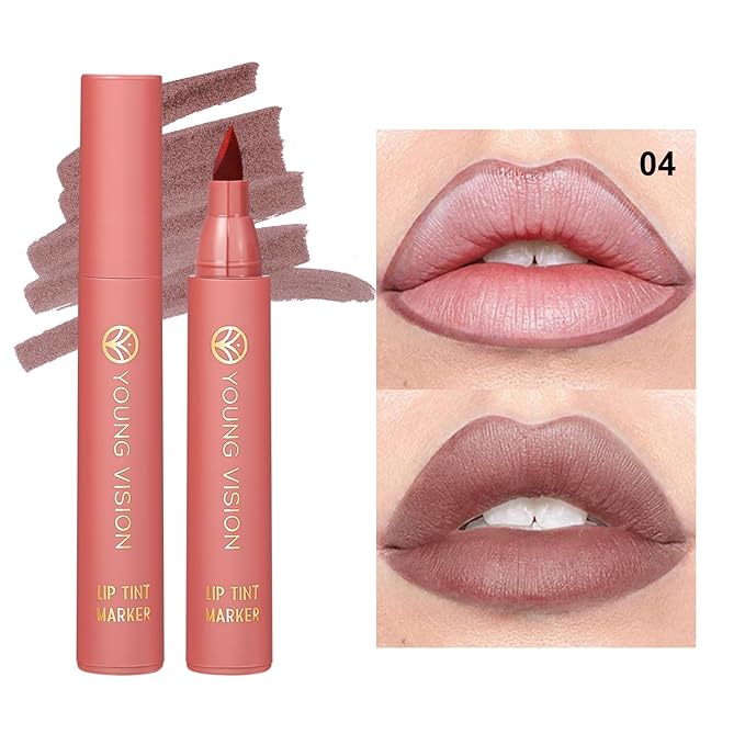 YOUNG VISION Lip Tint Marker, Lightweight Lip Stain, Liquid lipstick with Nude Matte Shades, Lip Liner and Stick 2-in-1, Long Wearing and Waterproof