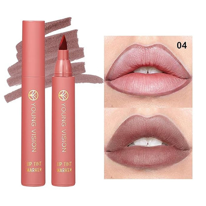YOUNG VISION Lip Tint Marker, Lightweight Lip Stain, Liquid lipstick with Nude Matte Shades, Lip Liner and Stick 2-in-1, Long Wearing and Waterproof