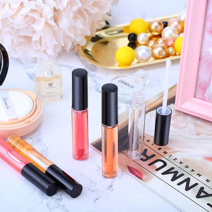 Bokon 200 Pcs 10 ml Lip Gloss Tubes Bulk Empty Plastic Lip Gloss Containers Clear Tubes with Wand and Rubber Inserts Refillable Balm Containers Bottles for Travel DIY Makeup