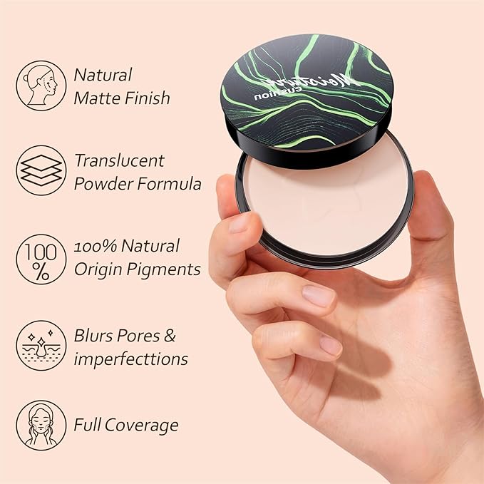 Mushroom Head Air Cushion CC Cream Strong Concealer, Moisturizing BB Cream Makeup Base Primer Even Skin Tone for All Skin Types, Face Makeup Cushion Foundation Long Lasting (Natural+Setting Powder)