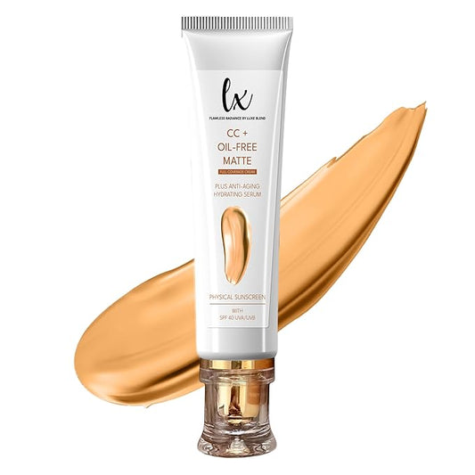 Lx Blend CC+ Cream | Oil-Free Matte Foundation with SPF 40 | Full Coverage, Anti-Aging, Long-Wear Hydrating Makeup for Oily Skin | Fragrance-Free, Shine Control, 1.08 FL OZ