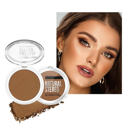 MAEPEOR Matte Bronzer Powder 6 Colors Buildable Natural Contour Bronzer Long Lasting Sweat Proof Face Bronzered Powder (Color 03)