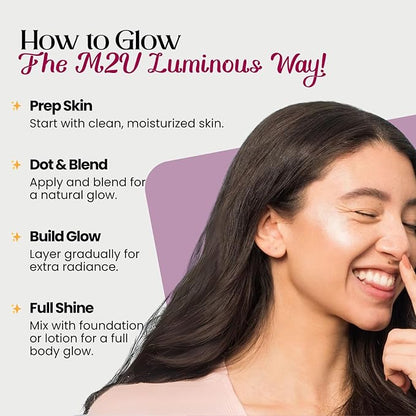 M2U NYC Liquid Highlighter Makeup – Lightweight Luminizer for Natural Radiant Glow with Shimmer – Ultra Smooth Hydrating Illuminator, Face, Cheekbone & Body Glow Enhancer Pink Pearl (Futurity)