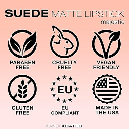 Kandi Koated Suede Matte Lipstick [Majestic] - Warm Purple Matte Lip Color with Cruelty-Free Formula | Creamy Texture, Rich Colors, Paraben-Free | Beauty & Makeup