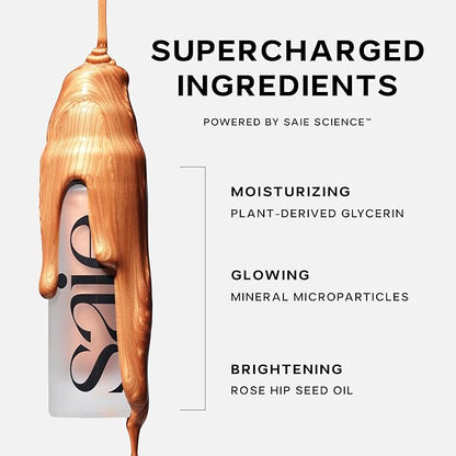 Saie Glowy Super Gel Lightweight Illuminator - Luminizer and Makeup Primer for Glowing Skin - Enriched with Vitamin C + Hydrating Squalane Oil - Warmglow (1 oz)