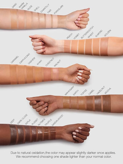 SHEGLAM Skinfinite Hydrating Foundation Flawless Dewy Foundation Hydrating Coverage Invisible Pore Concealer Pore-less Non-Greasy Lightweight Natural Soft Liquid Foundation-Shell