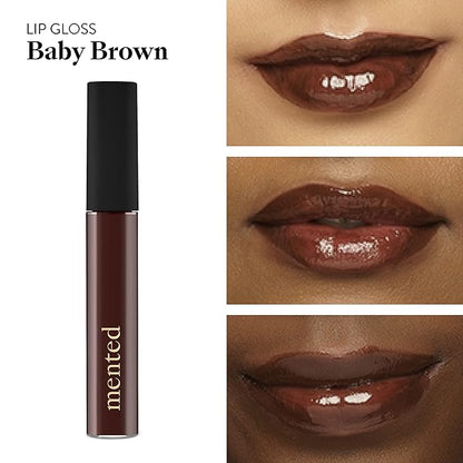 Mented Cosmetics Lip Gloss for Women Tinted Lip Balm Stain, Long Lasting Buildable Moisturizing Lipgloss Lipstick Topper, Made in USA, Cruelty Free Vegan Makeup, Baby Brown