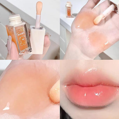 4Pcs Hydrating Lip Glow Oil, Moisturizing Lip Oil Transparent Plumping Lip Gloss Long Lasting Nourishing Non-sticky, Lip Oil Tinted for Lip Care and Dry Lips