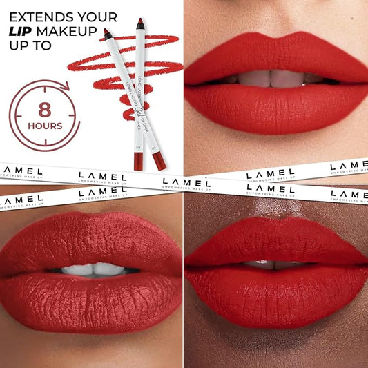 Red Matte Lip Essentials Bundle: Gel Lip Liner Pencil and Powder Drop Lipstick Set