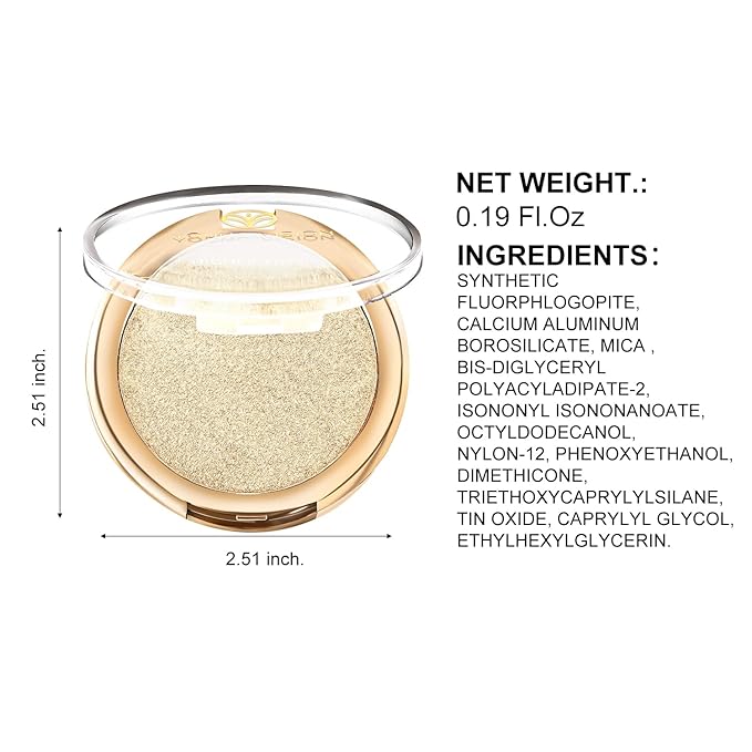 YOUNG VISION Baked Highlighter Powder Palette, Sheer Pearl Shimmer Shades for Face Highlighter Makeup, Highly Pigmented Iluminadores de Maquillaje, 0.19 Oz(Pack of 1)