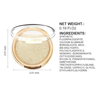 YOUNG VISION Baked Highlighter Powder Palette, Sheer Pearl Shimmer Shades for Face Highlighter Makeup, Highly Pigmented Iluminadores de Maquillaje, 0.19 Oz(Pack of 1)