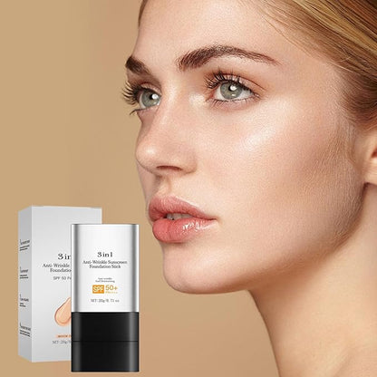 3 In 1 Matte Eraser Foundation Cream Stick，Easily Cover Skin Blemishes，long-lasting concealer and UV protection SPF 50+ foundation cream，Multi-Use Full Coverage Oil Control Makeup Stick (light)