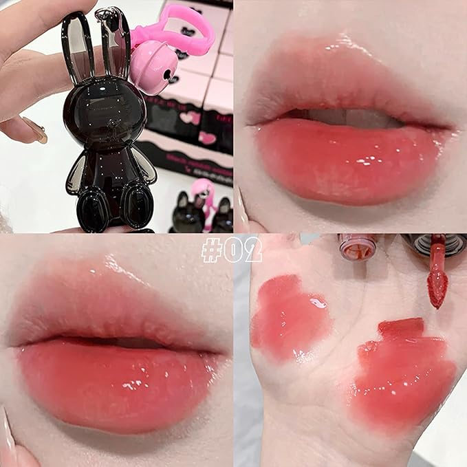 3Pcs Bunny Hydrating Lip Gloss Set, Jelly Liquid Lipsticks Shiny Cute Lip Gloss Oil Lip Plumping Moisturizing Glass Finish Lip Gloss for Women