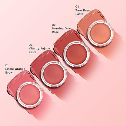 Cream Blush for Cheeks, Lips and Eyes, Natural-Looking, Long-Lasting Face Makeup, Moisturizing Formula Waterproof Blendable Color Blush (Vitality Jujube Paste)