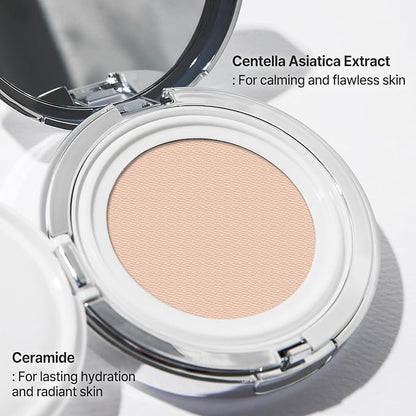 2aN Gleaming Tension Cushion Foundation Pact 0.45 oz, Korean Cushion Foundation Makeup, Lightweight & Buildable Coverage with Ceramides and Centella Asiatica (#25 Sand Beige, 0.45 oz)