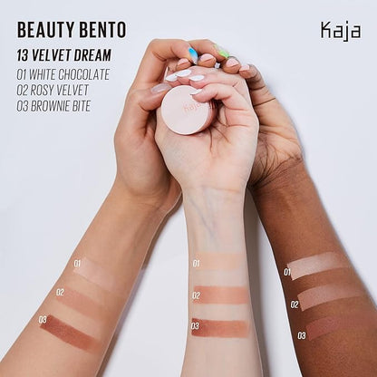 Kaja Lip & Blush Glazed Keychain Stain - Jelly Charm 01 Cherry Spritz + Beauty Bento Collection - Bouncy Eyeshadow Trio 13 Velvet Dream, 0.03 Oz Bundle