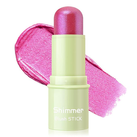 Boobeen Cream Makeup Blush Stick, Shimmer Blush for Cheeks, Lightweight Waterproof Highlighter Blush Wand, Easy to Blend