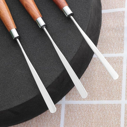 2 Pieces Makeup Spatula Stainless Steel Cosmetic Spatula Foundation Spatula Cosmetic Mixing Spatula Makeup Palette Spatula Eye Cream Spoon Nail Art Stirring Rod with Plastic Handle