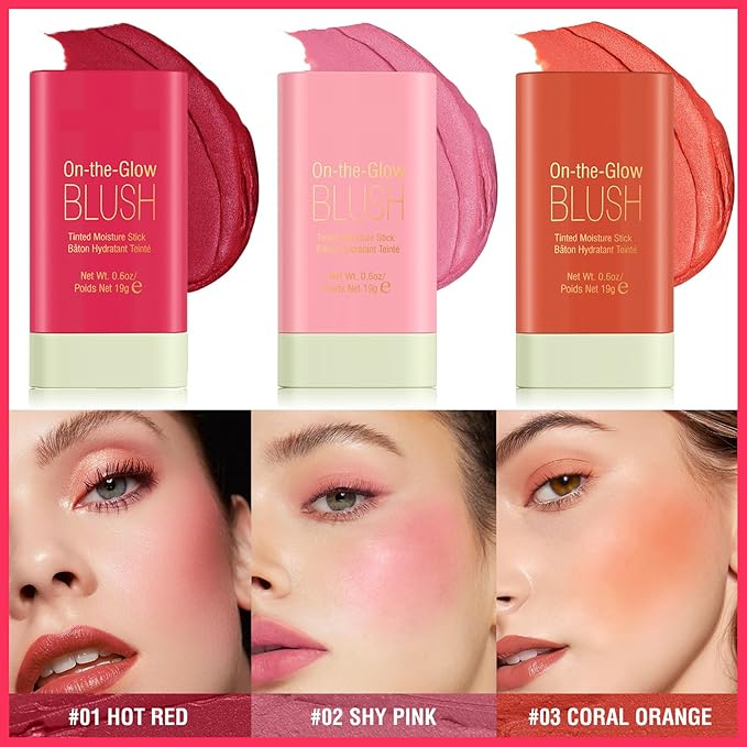 MIELIKKI Cream Blush Stick for Cheeks, Multi-Use Moisturizer Stick Blush, Luxuriously Blendable Color, Natural Dewy Finish, Soft Pink Blush Color, Long Lasting, Waterproof